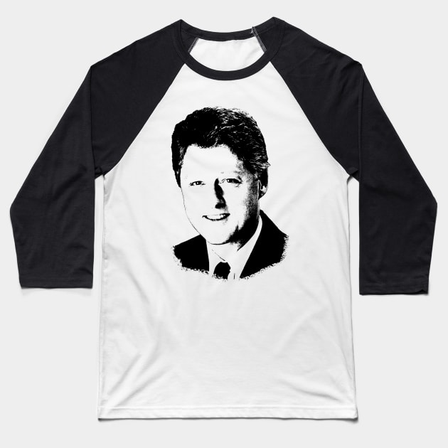 Bill Clinton Portrait Baseball T-Shirt by phatvo